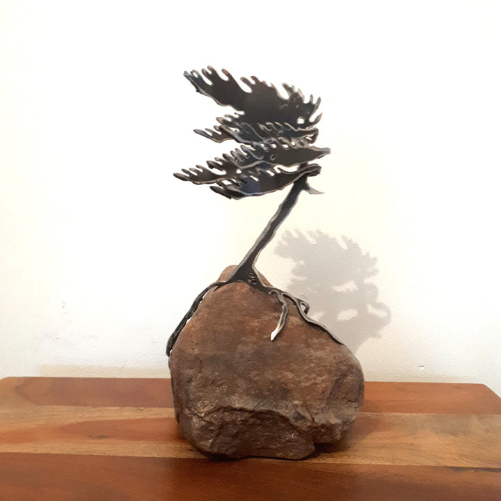 Cut-Steel Sculpture 150 - Tree on Granite - Made in Canada